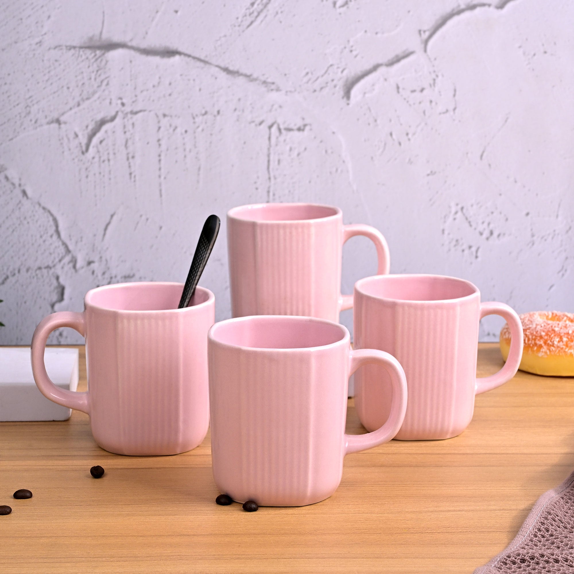 Light Pink Ceramic Coffee Mug Set of 4