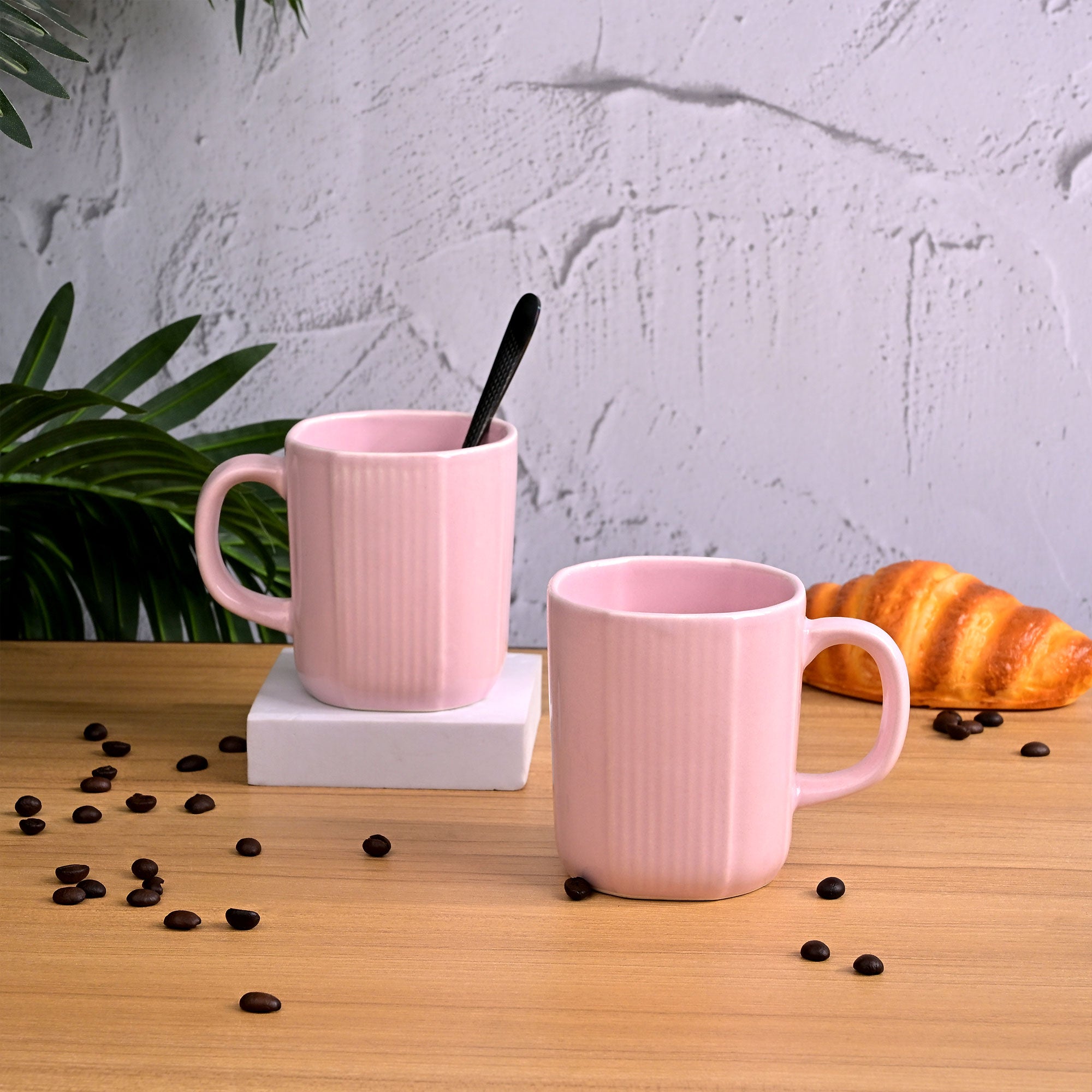 Light Pink Ceramic Coffee Mug Set of 2