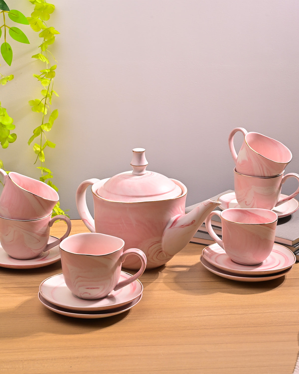 Faded Pink Ceramic Tea Kettle Set of 6 Pink – Kairaus