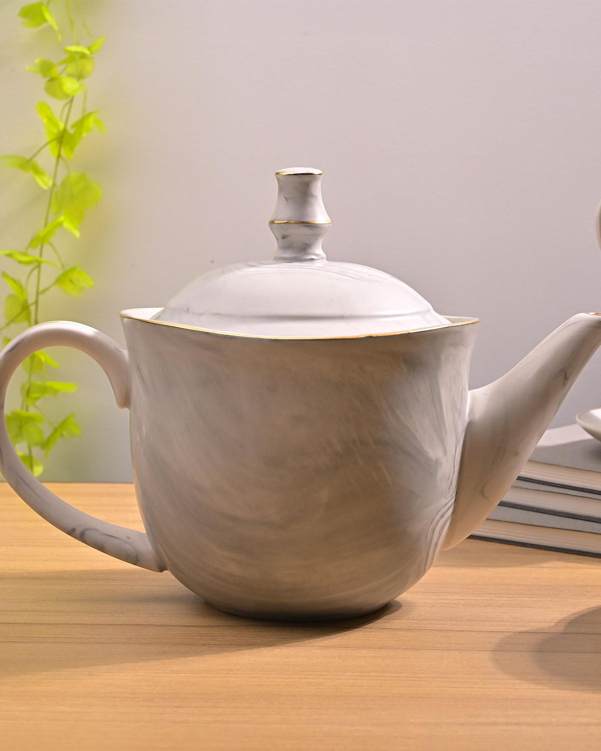 Cloud Grey Ceramic Tea Kettle Set with Cups – Kairaus