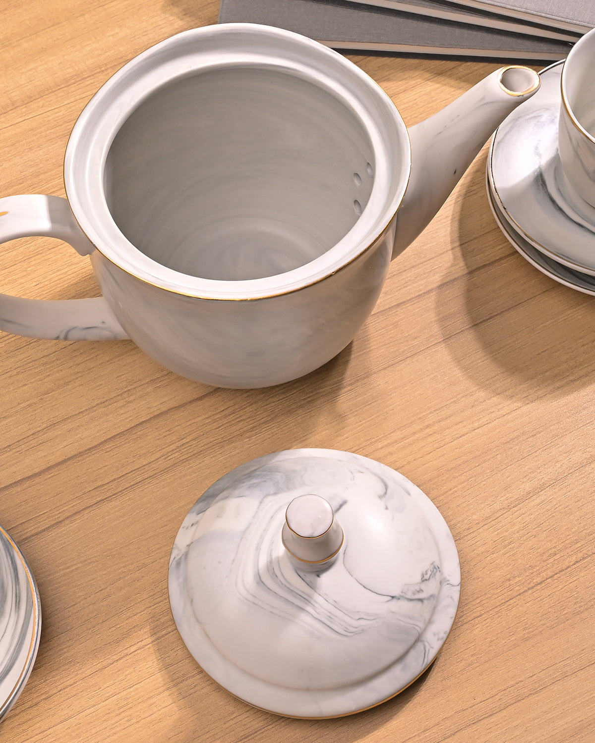 Cloud Grey Ceramic Tea Kettle and Cup Set – Kairaus