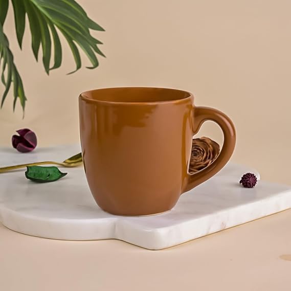 Solid Chocolate Brown Ceramic Tea Cup Set of 6