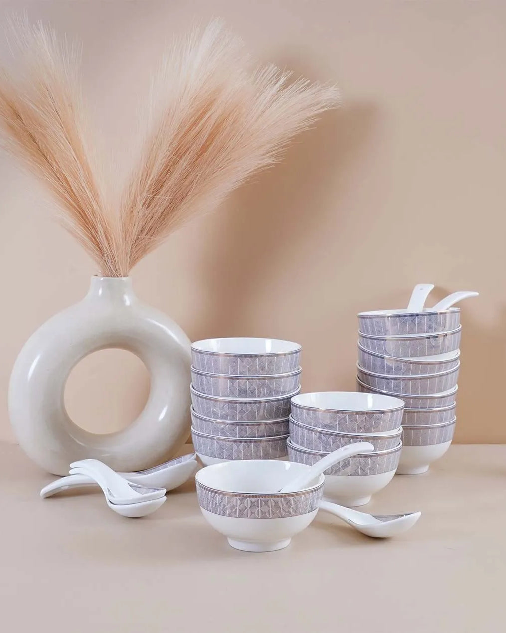 White and blue ceramic plates and bowls