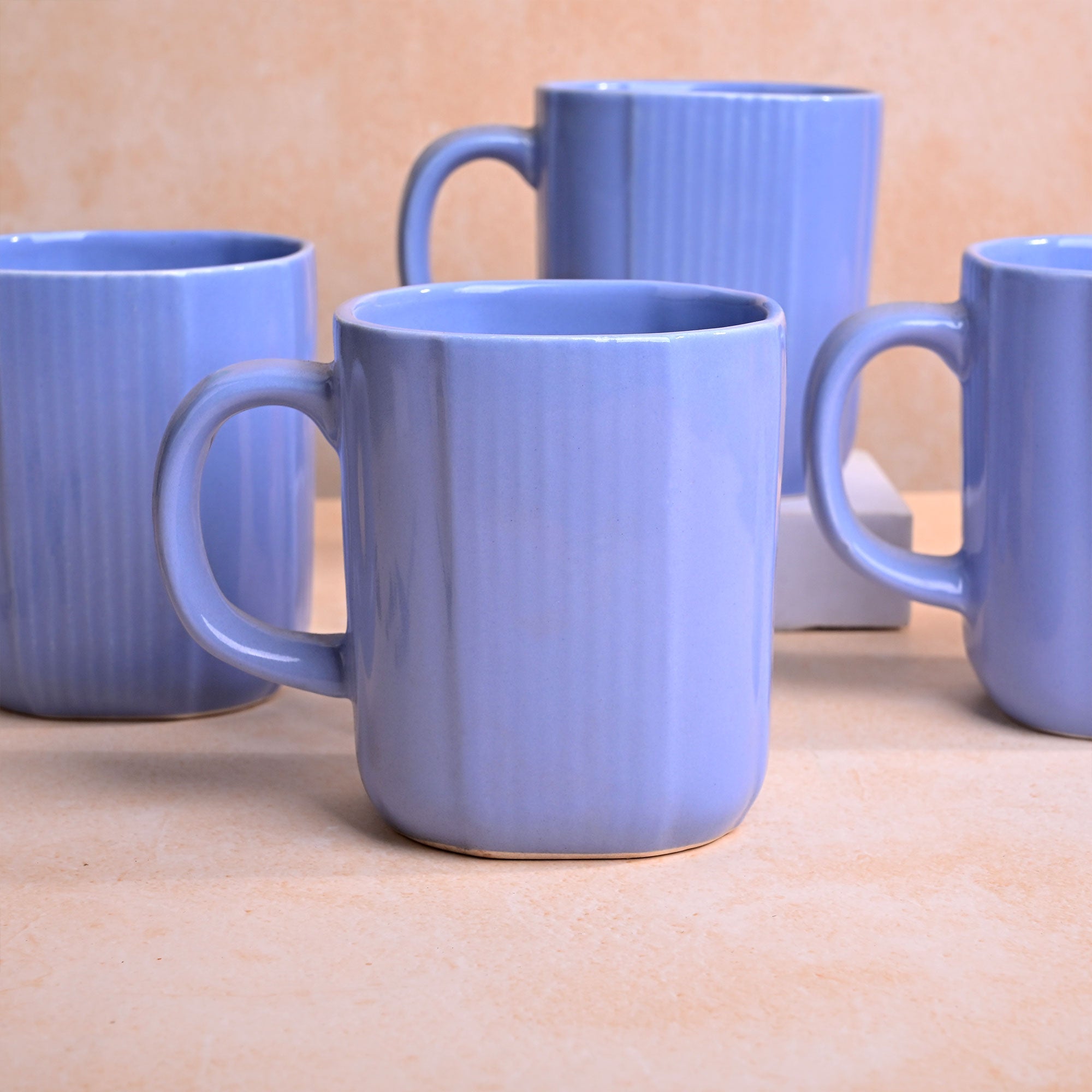 Ocean Blue Ceramic Coffee Mug Set of 4