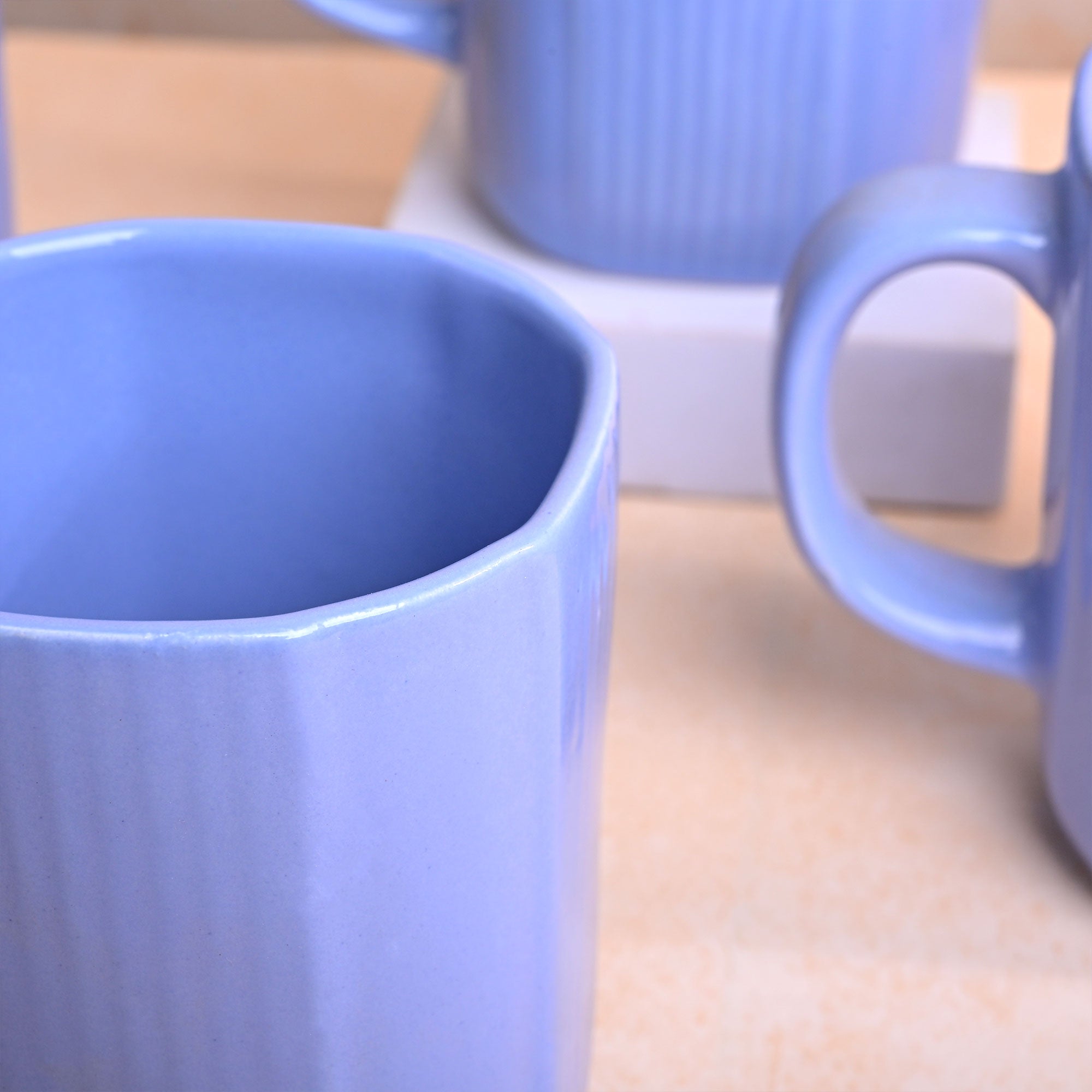 Ocean Blue Ceramic Coffee Mug Set of 4