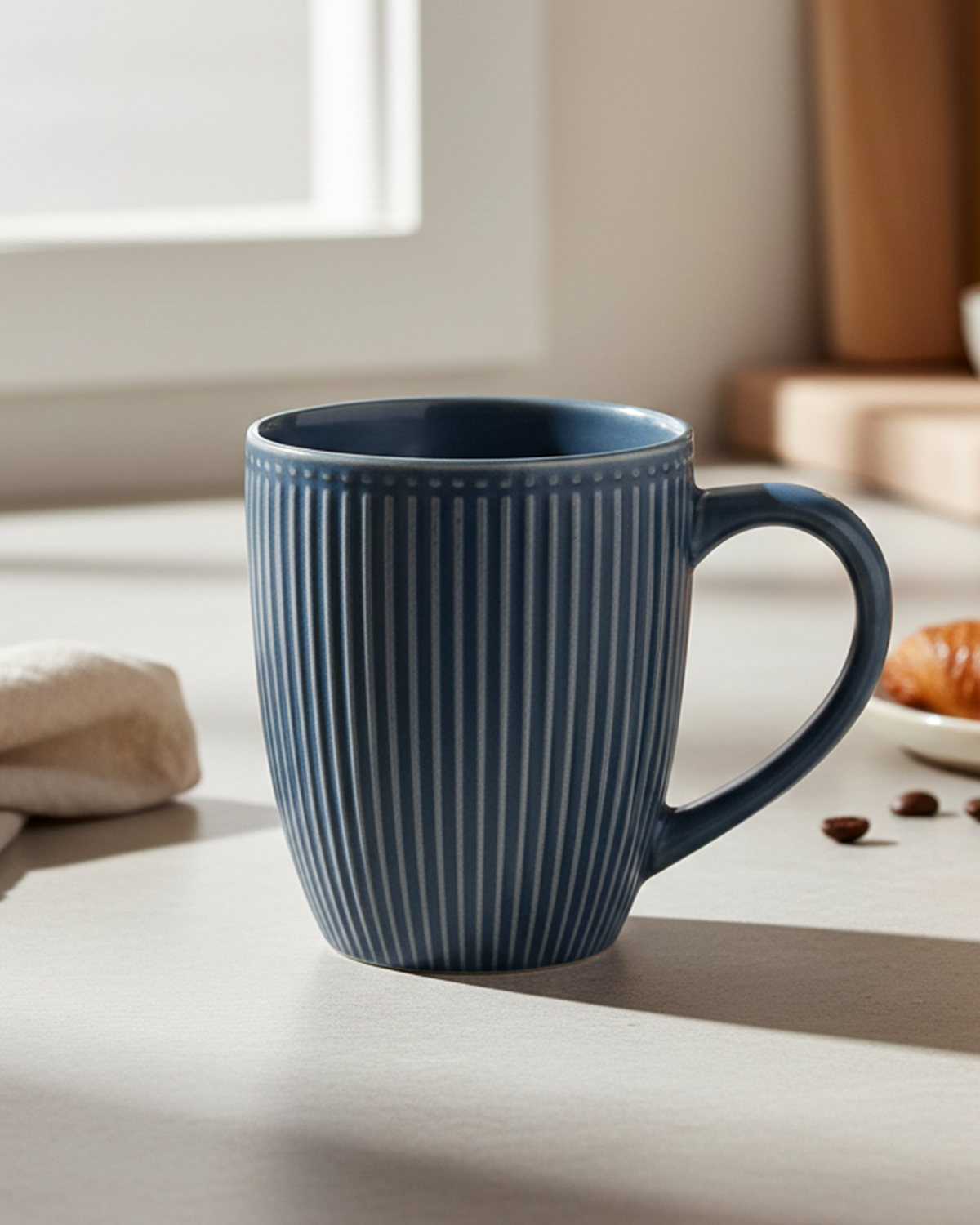 Set of 4 Aegean blue coffee mugs
