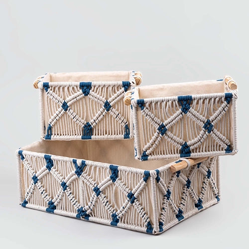 Aesthetic jute and wooden basket set for home decor