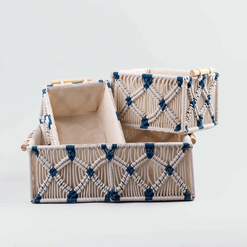 Elegant jute and wooden storage basket collection