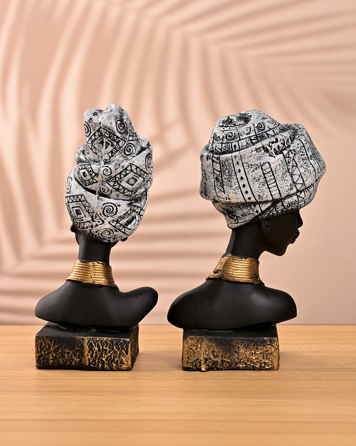 African Empress Sculpture Set featuring elegant female figures