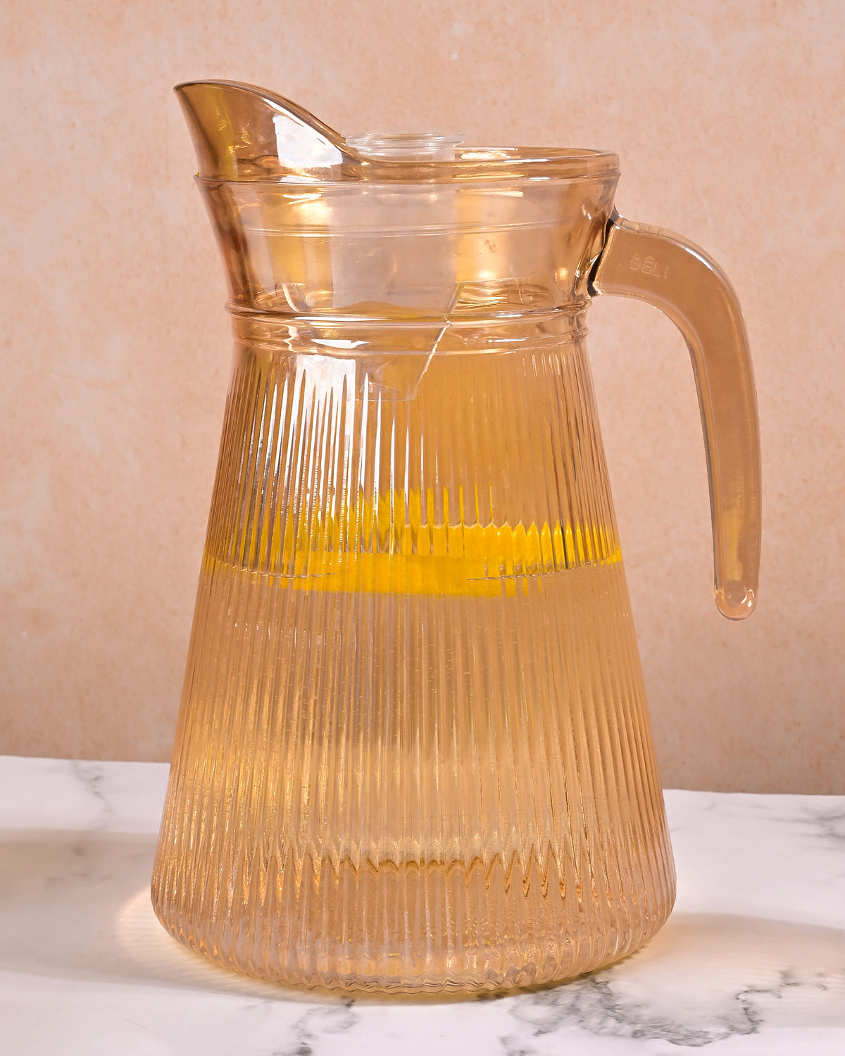 Stylish amber glass jug set for serving water and refreshing beverages