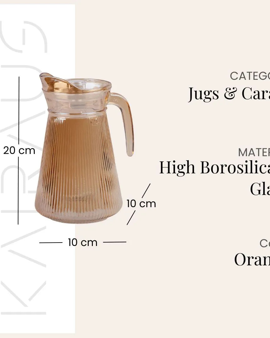 Transparent amber glass pitcher set for everyday beverage serving
