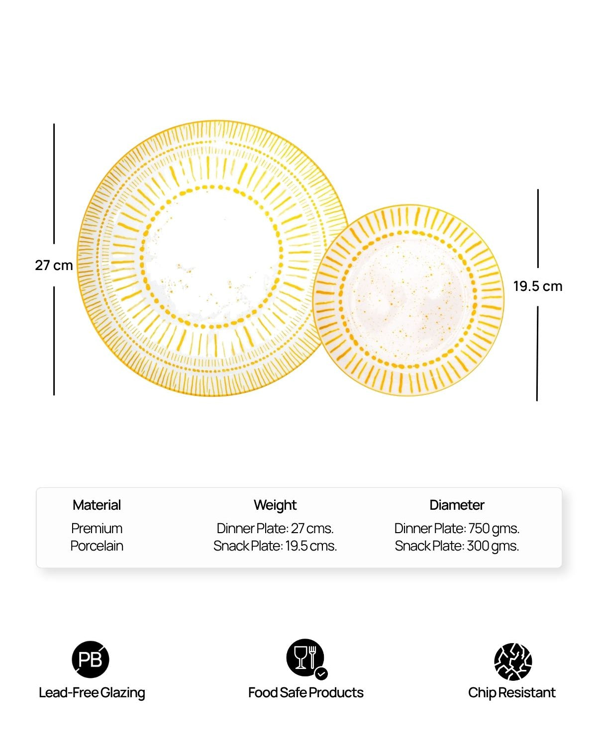 Sophisticated porcelain dinner and quarter plate set