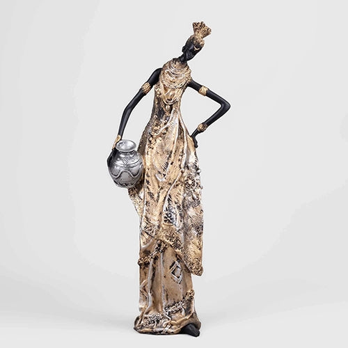 Decorative tribal woman statue for living room decor