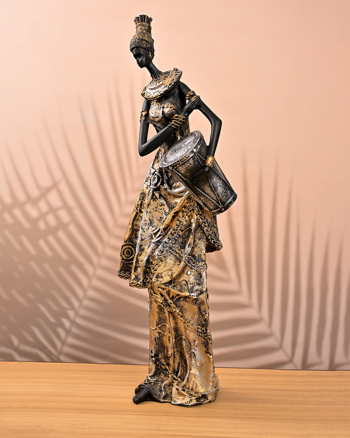 Antique African women sculpture with traditional artistic details