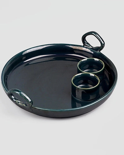 Elegant antique green serving platter