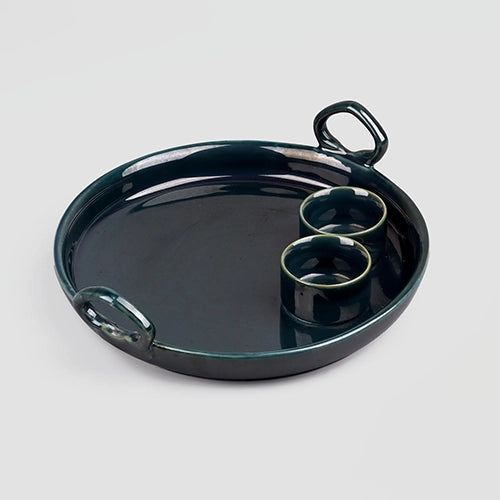 Elegant antique green serving platter