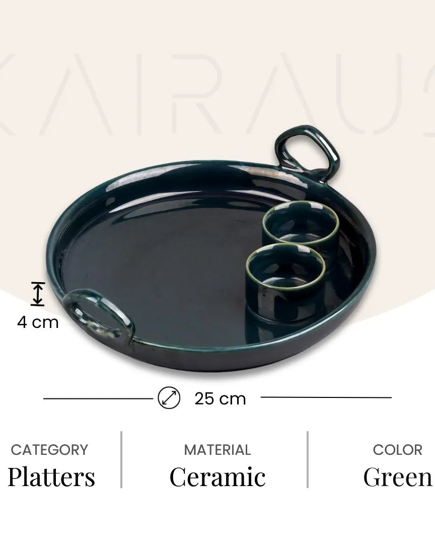 Antique green platter for serving food