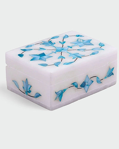 Luxury green marble jewelry box with an antique finish