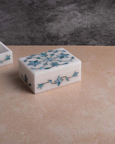 Elegant natural marble keepsake box in a rich green finish