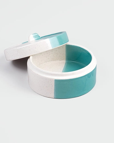 Premium aqua ceramic casserole with stylish covered design