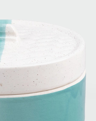 Aqua blue ceramic casserole for cooking and serving