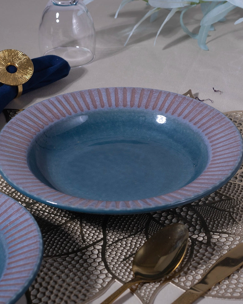 Set of 2 aqua blue ceramic snack plates
