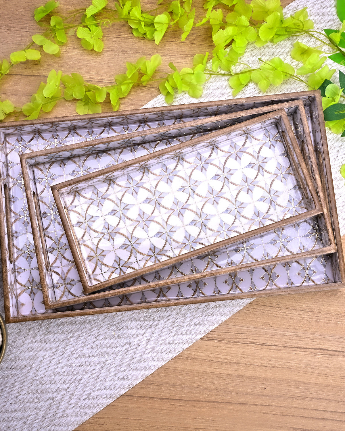 Arabesque Gold and Grey serving tray set of 3