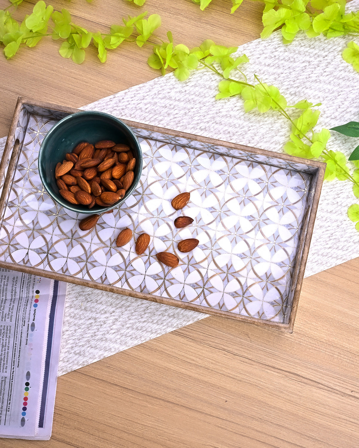 Three-piece Arabesque serving tray set for home