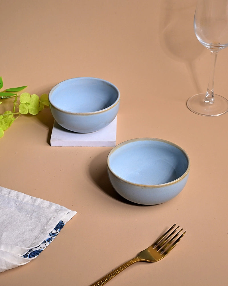 Artisan blue porcelain bowl set of 2