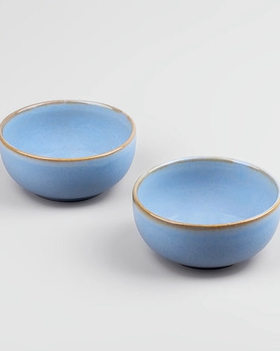 Set of two artisan blue porcelain bowls