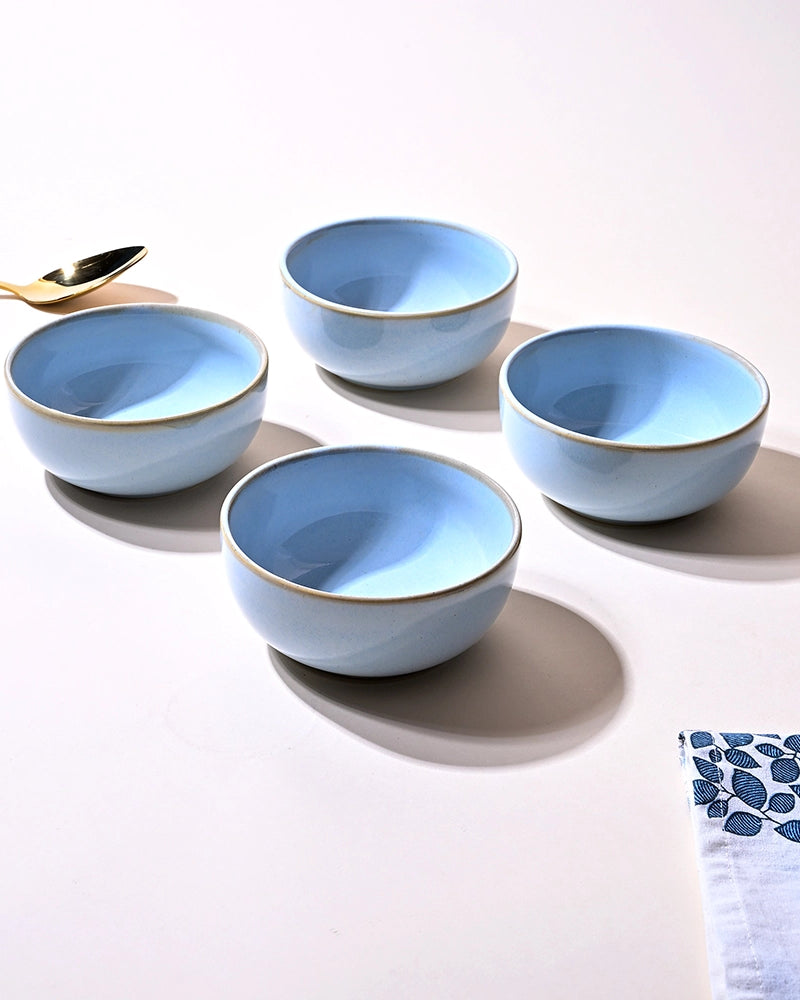 Artisan blue porcelain bowl set of 4