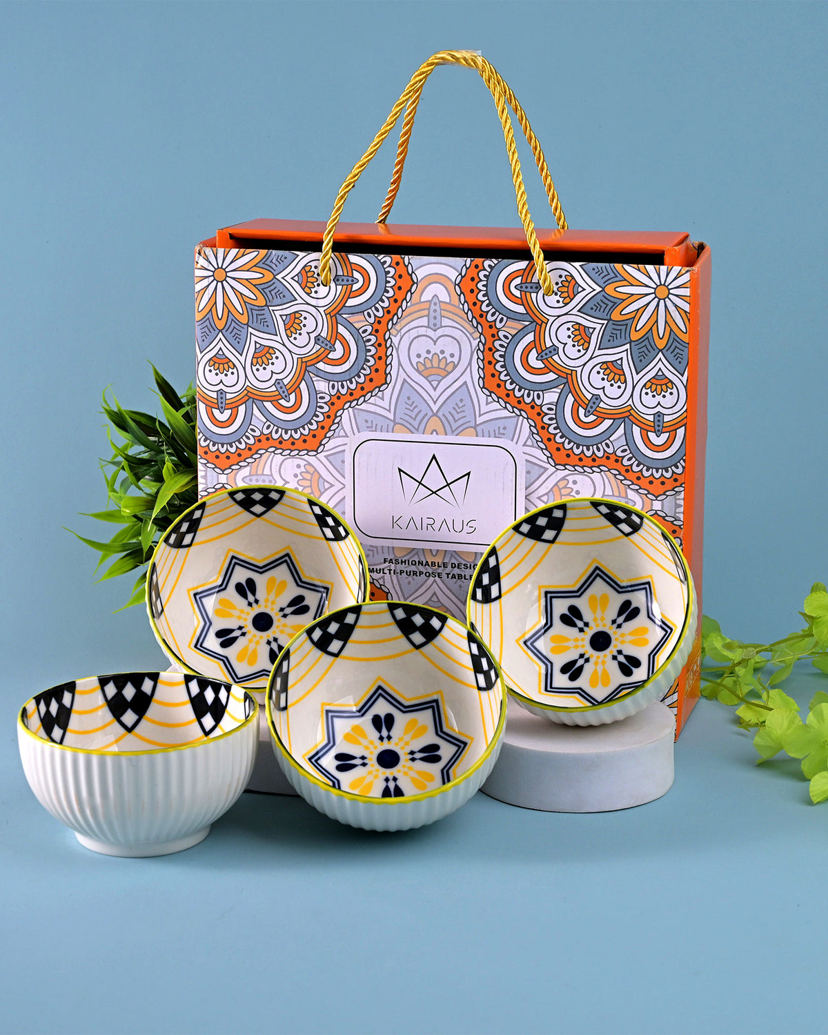 Premium shiny porcelain bowls set of 4