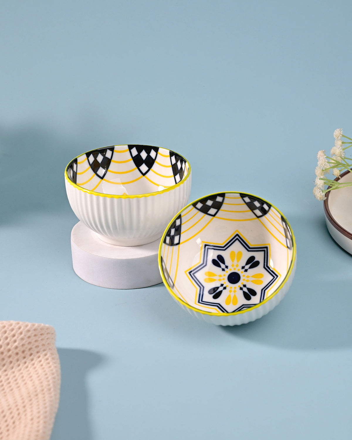 Elegant glossy porcelain bowls set of two
