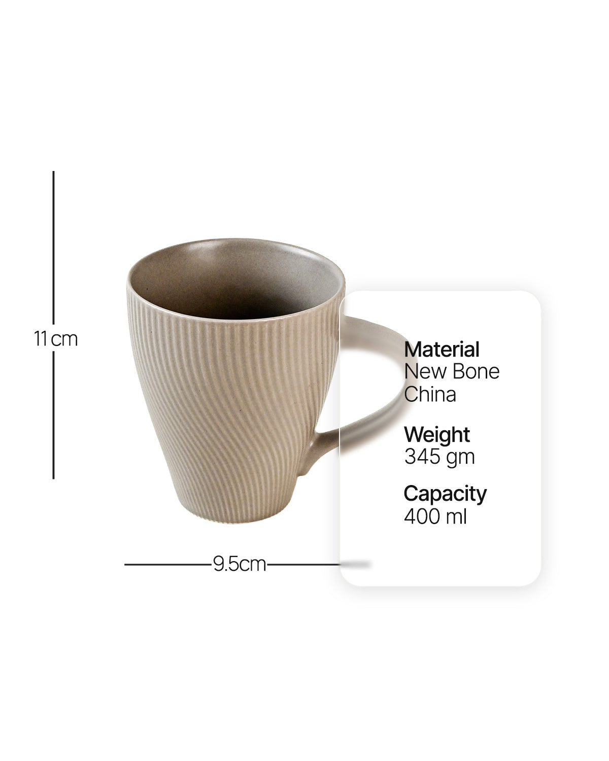 Ash grey bone china mugs for coffee and beverages
