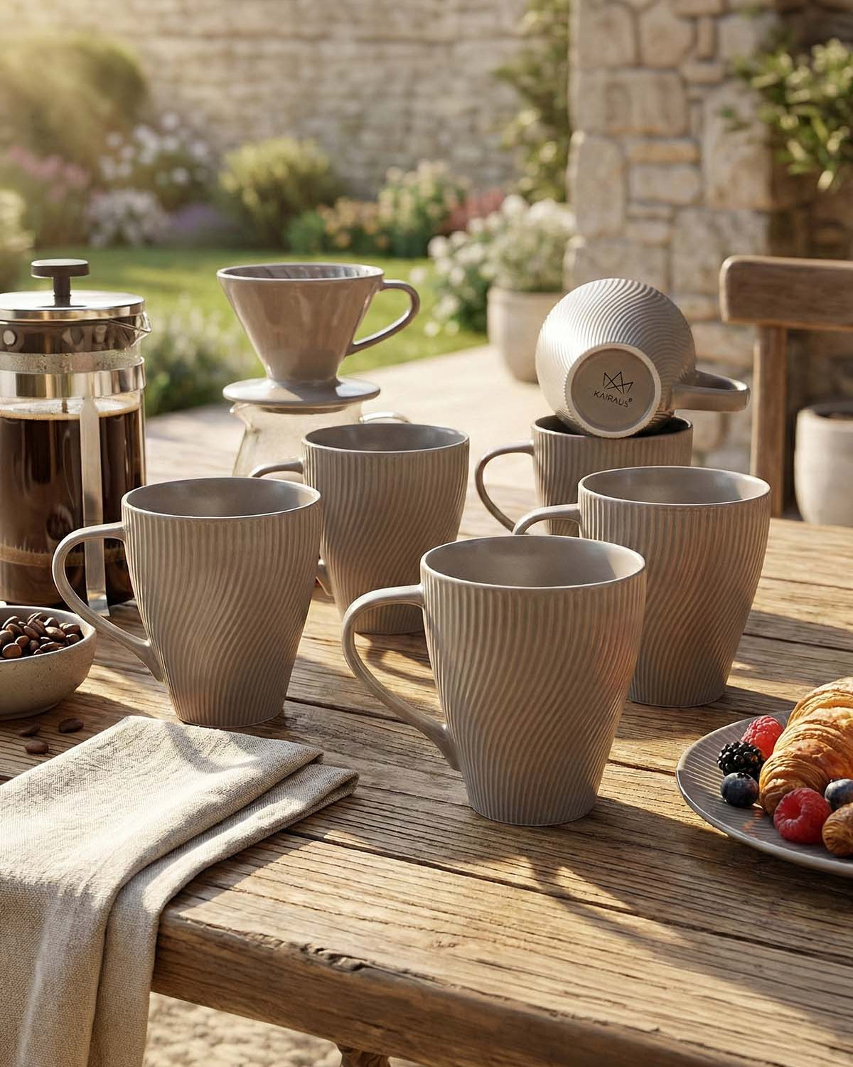 Ash Grey Unique New Bone China coffee mug set of 6