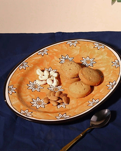 Decorative Autumn Bloom ceramic serving platter