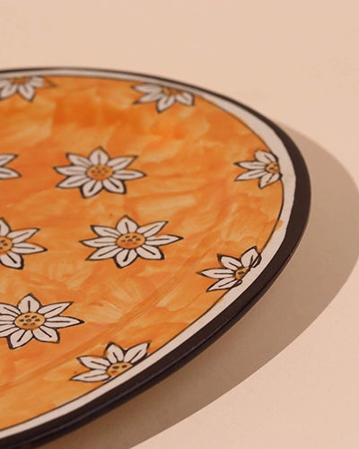 Handmade floral ceramic platter for serving food