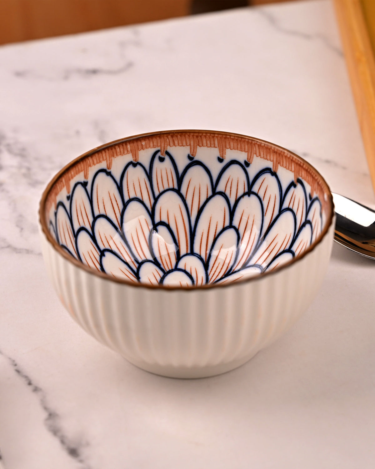 Handmade-style Ethereal porcelain bowls in autumn tones