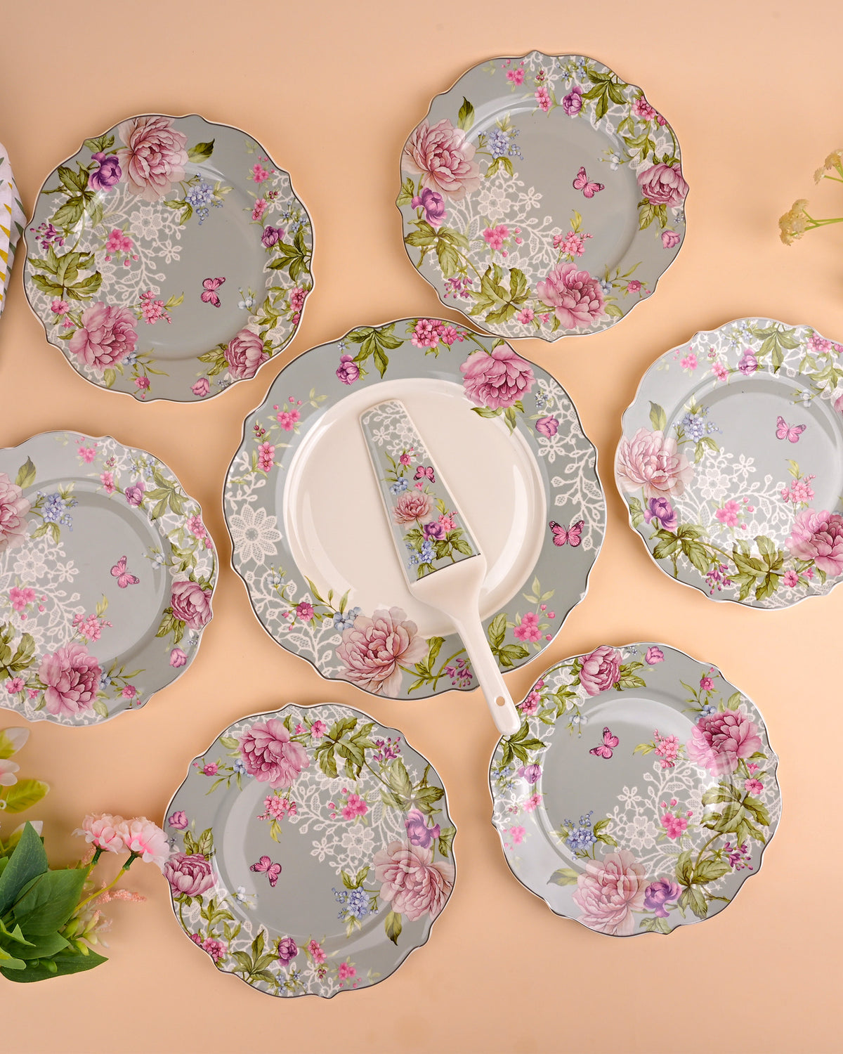 Elegant Azure Blossom bone china dinnerware set