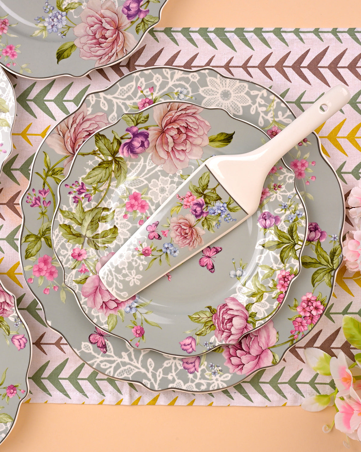 Stylish bone china tableware with floral-inspired design