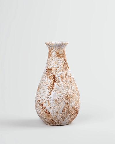 Beige textured bottle vase with elegant decorative finish
