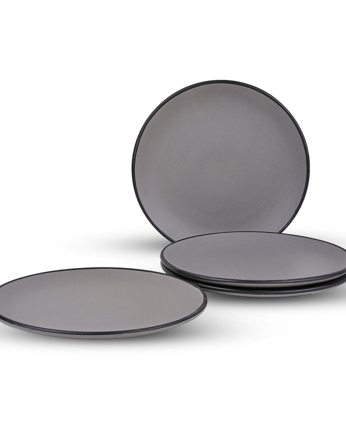10.5 inch black-rimmed grey dinner plate set