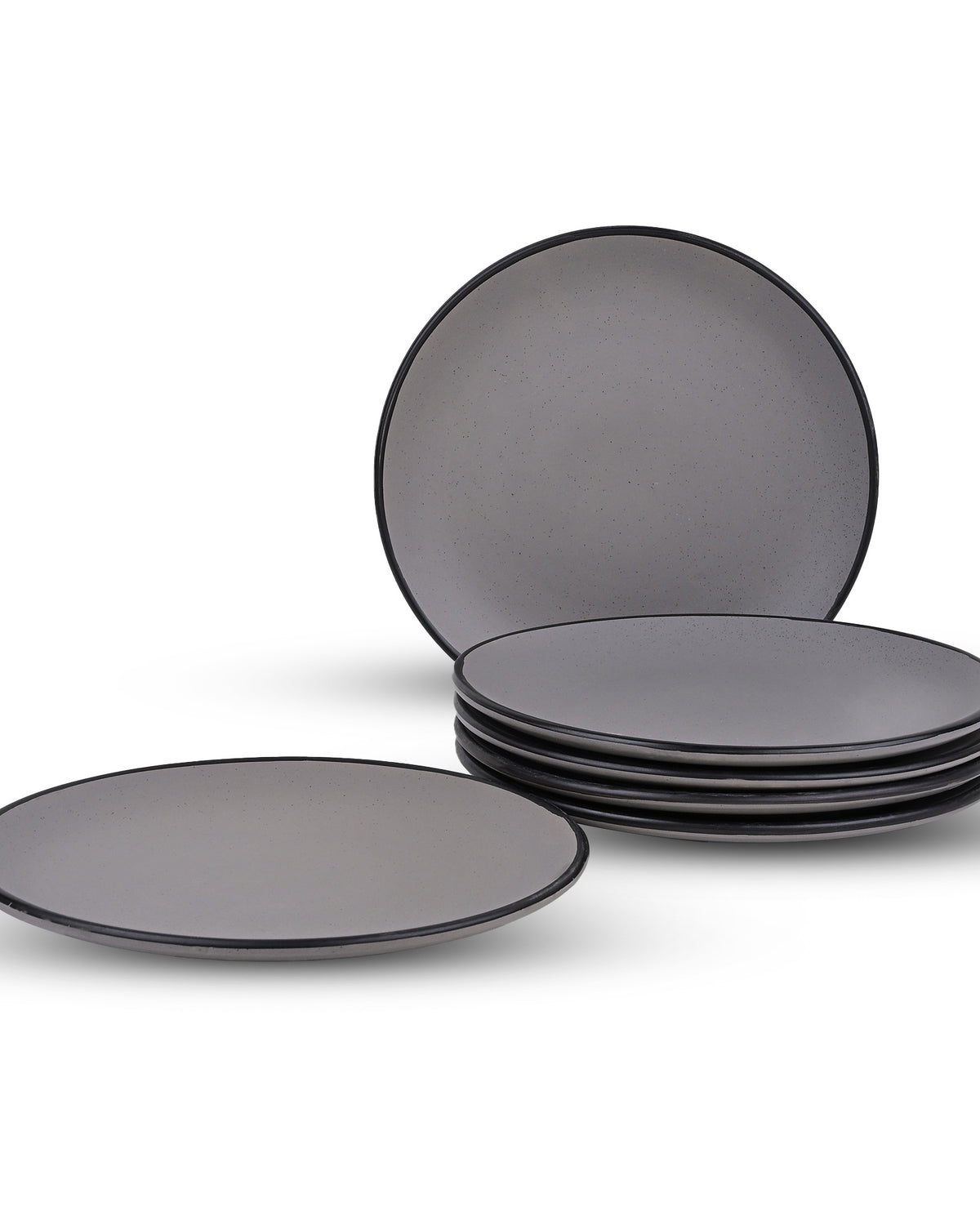 10.5 inch black-rimmed grey dinner plate set