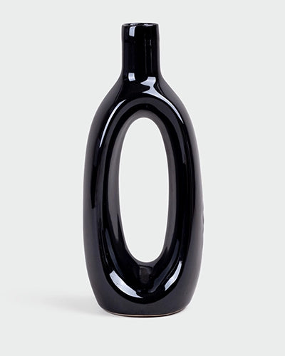 Elegant black flower vase for modern home decor