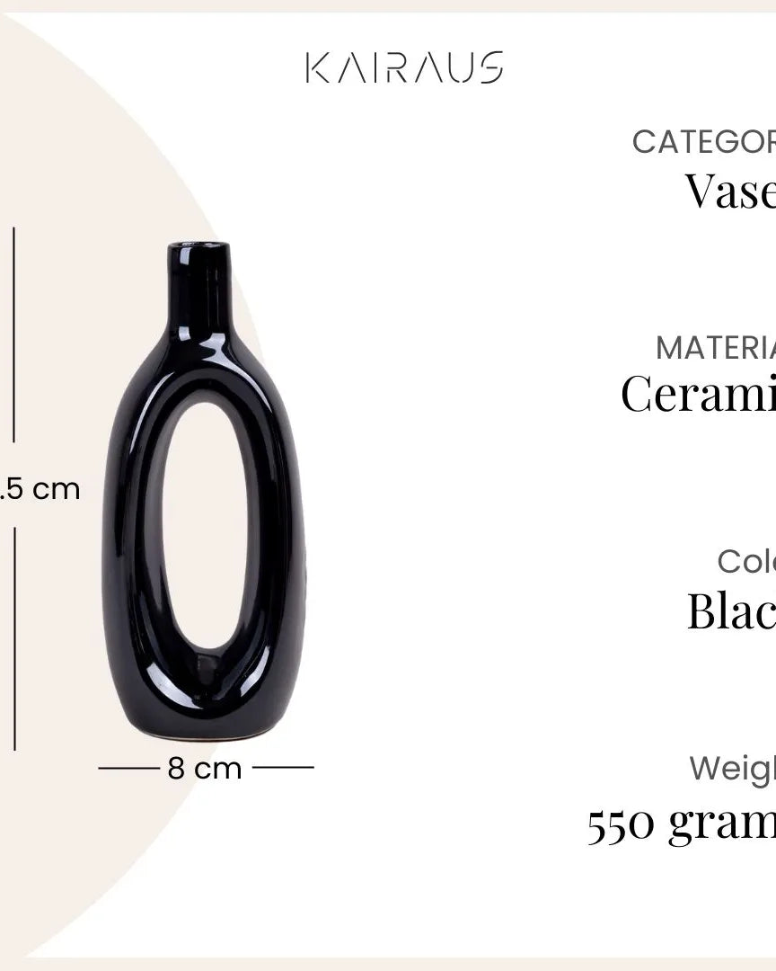 Decorative Black Embrace vase with a sleek contemporary finish
