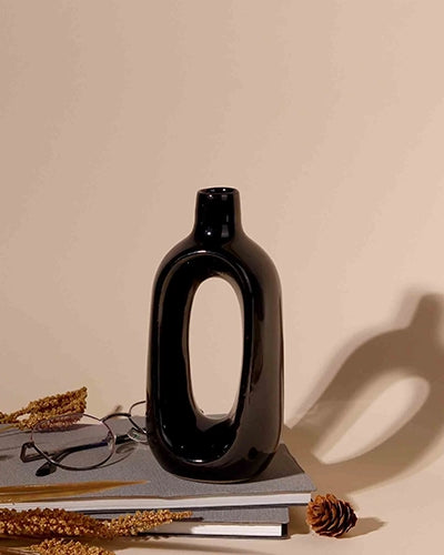 Minimalist black decorative vase for living room decor