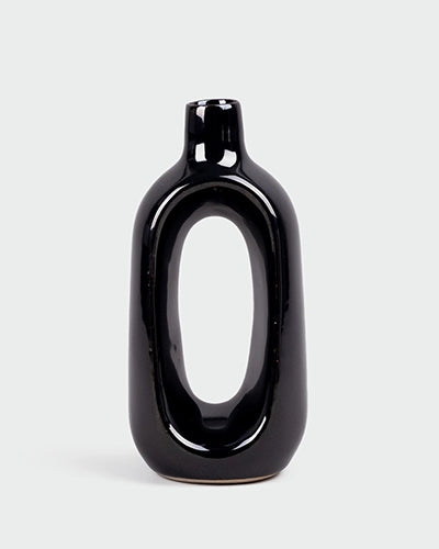 Elegant black hollow vase for modern home decor