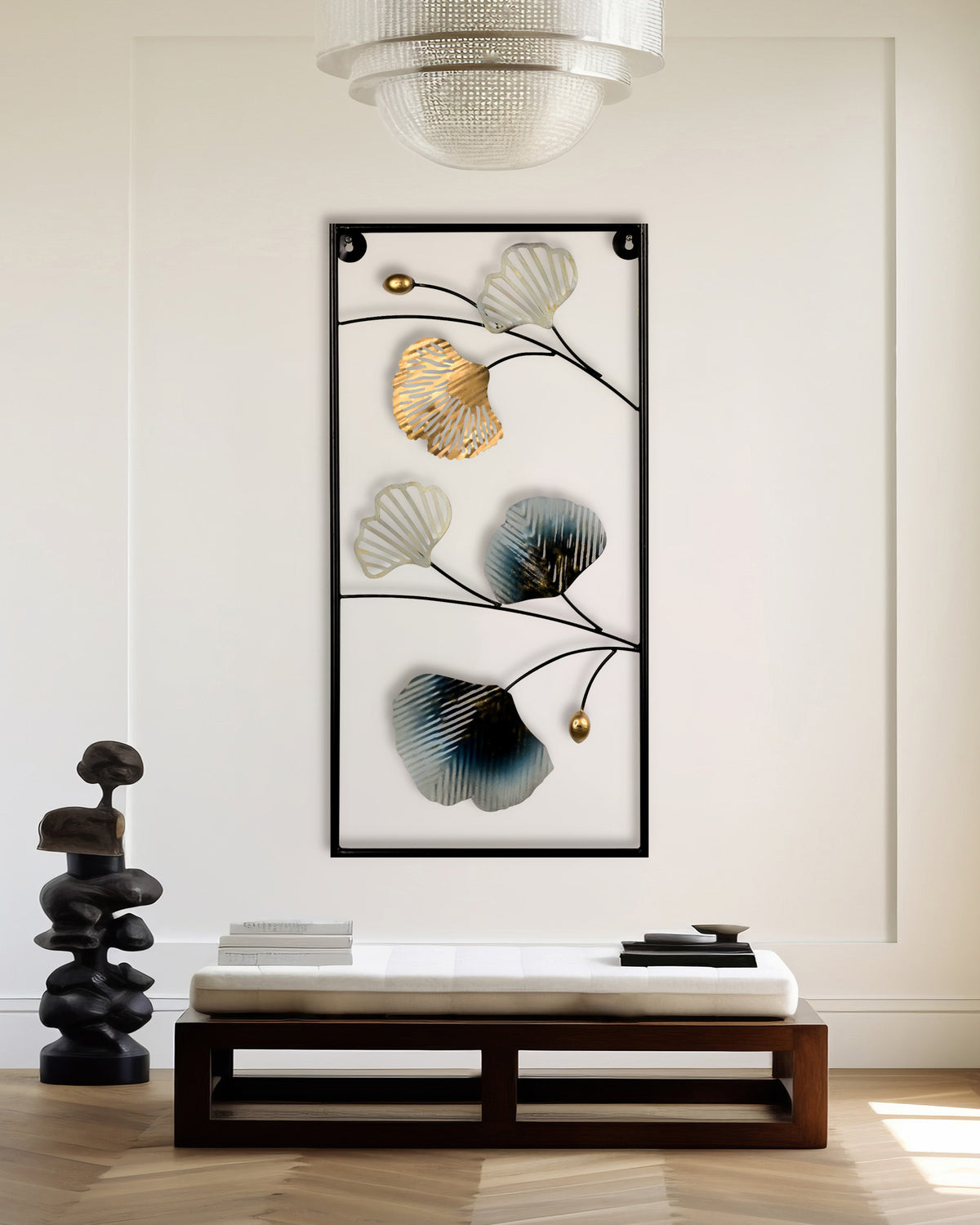 Elegant blooming leaf metal wall decor for modern interiors