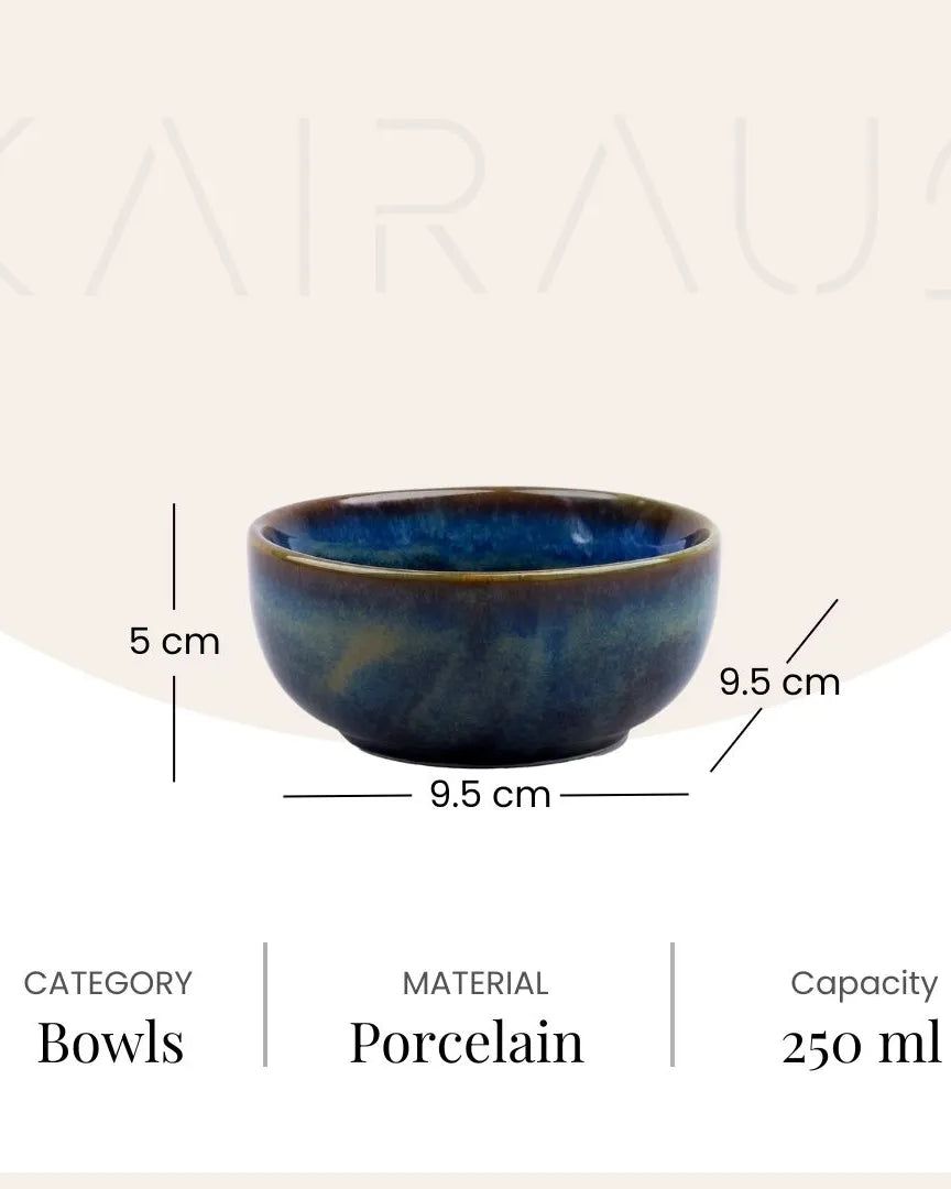 Six-piece glossy porcelain bowl set