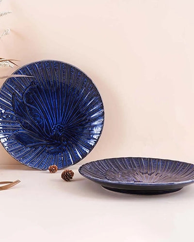 Blue Sapphire textured plate set of 2